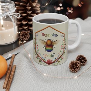 Mockup of a mug featuring the Bespoke Pride Crest