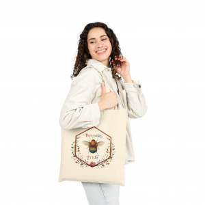 Mockup of the Bespoke Pride Crest on a promotional tote bag