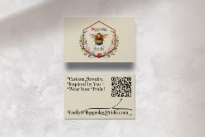 Realistic mockup of final Bespoke Pride business card design